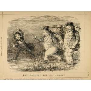  1878 Print Punch Cartoon Benjamin Disraeli Farmers 1849 