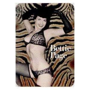 Bettie Page   In Black Bikini on Brown Zebra Print   Sticker / Decal 