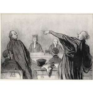 Professionally Framed Honoré Daumier (The opposing lawyers) Art 