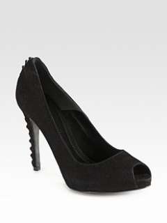 Alexander McQueen   Knotted Suede Peep Toe Pumps