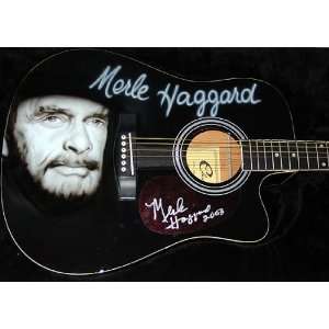 MERLE HAGGARD Autographed Custom Airbrushed Guitar