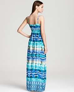 Aqua Maxi Dress   Tie Dye Border Print
