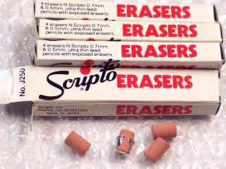   packs scripto erasers, ,5mm.7mm pencils, soft and new,total 16 erasers