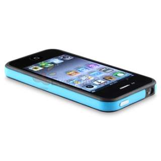 Blue/Black Bumper w/ Button TPU Rubber Soft Skin Case Cover for iPhone 