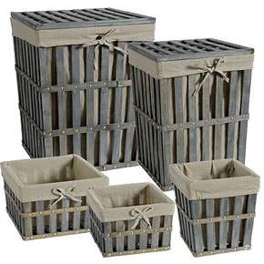  handwoven wood lidded hampers baskets fabric liners will find a use