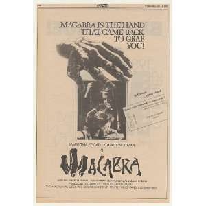  1980 Samantha Eggar Macabra Movie Promo Trade Print Ad 