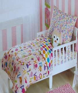 ABC RAINBOW DOTS PINK BEDSPREAD SHEETS 4PC TODDLER BEDDING SET NEW 
