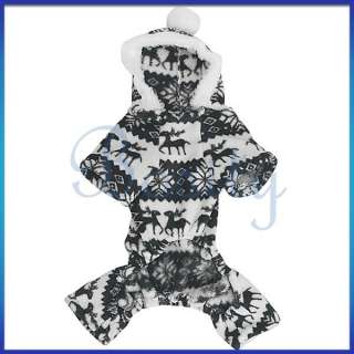 Puppy Dog Pet Winter Warm Jumpsuit Hooded Hoodie Coat Fluffy Clothes 
