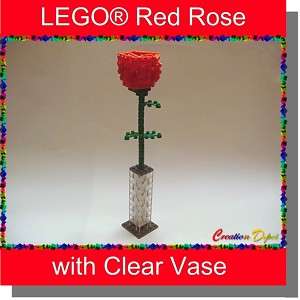 LEGO® Rose Flower Sculpture with Vase   Valentines Day  