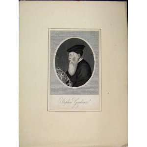  Portrait Stephen Gardiner Hat Beard Antque Print