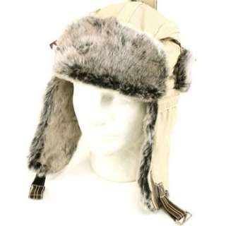 Winter Cotton Faux Fur Trooper Trapper Ski Hat Beige  