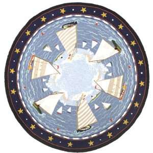  Cape Cod Cat Boats 6 hand hooked round rug