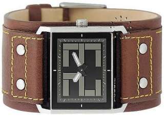  name fossil brand new fossil brown genuine leather wide cuff big tic 