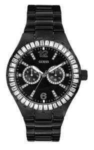 GUESS Womens Black Enamel Bracelet Watch G13553L  