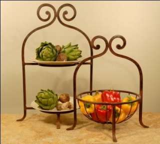 Tier Wrought Iron Metal Tuscan Serving Plate Stand  