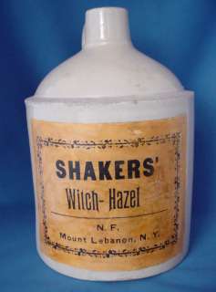 Gallon Stoneware Jug Labeled Shakers Witch Hazel, Mount Lebanon, N 