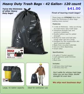 120 Heavy Duty Contractor Trash Bags 3 mil   Wholesale  