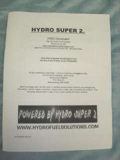 HydroSuper II Hydrogen Generator HHO Gas Water to Fuel  