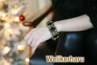 Baroque Charm Pearl Gem Rhinestone Cuff Bracelet  