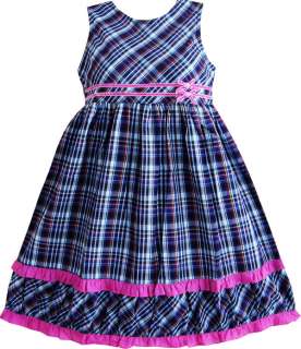 Boutique Blue Plaid Dress Girls Clothes 4 5 NWT  