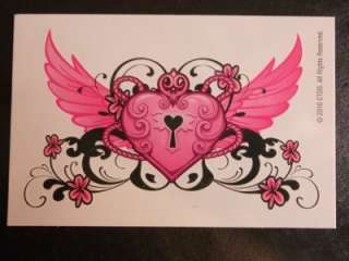 PINK HEART LOCKET WINGS LOW BACK TEMPORARY TATTOO 12058  