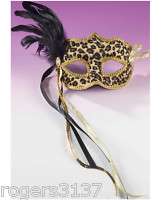Venetian Leopard Cat Costume Feather Eye Mask  