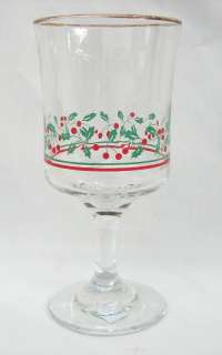 LIBBEY HOLLY BOUGHS CHRISTMAS WINE GLASS GOBLET(S)  