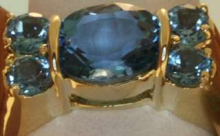 10k yellow gold london blue topaz ring 6.6g vintage estate antique 