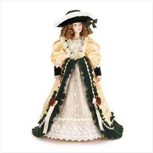  Porcelain Doll in Velvet and Ivory Dress Toys & Games