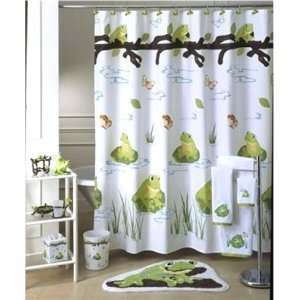 Frog Shower Curtain and Frog Bath Rug/mat shower hooks  
