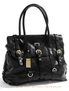   MISCHKA Black Leather Flap Satchel Bag Purse Handbag $498 BRAND NEW