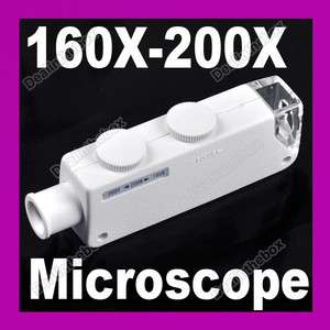 New Handheld 160X 200X Zoom LED Lighted Pocket Microscope  