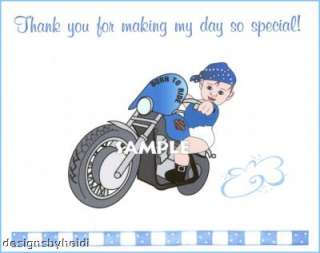 Motorcycle Biker Baby Shower Thank You Cards Supplies  