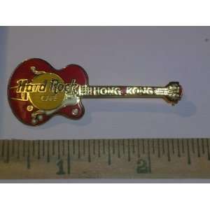   Cafe Guitar Pin, Red & Gold Hong Kong Guitar HRC Pin 