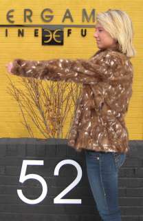 56128 New Brown White Mink Fur Jacket Coat Stroller S  