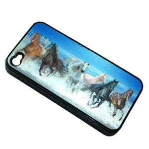 3D HOLOGRAM HARD TOUGH CASE FOR iPHONE 4S 4 Horses running  