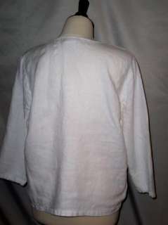 Misses HOT COTTON PETITE by MARC WARE Top White Linen L PL EUC  