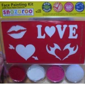   Valentine Love Heart Lips Face Paint Kit with Stencils Toys & Games