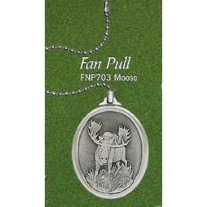  Moose Pewter Fan Pull with 6 Chain