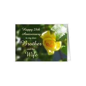 com Happy 28th Anniversary Brother and his Wife   Yellow Rose Flowers 