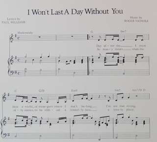 CARPENTERS Sheet Music I WONT LAST A DAY WITHOUT YOU  