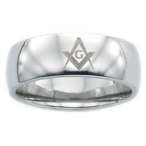   8mm Stainless Steel Masonic Freemason Mason Blue Lodge Ring (Size 8.5