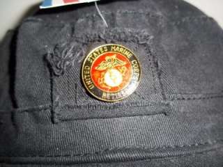 BLACK HAT CAP U S MARINE RETIRED ENAMELED PIN  