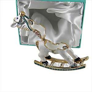 White Rocking Horse Trinket Box w/Swarovski Crystals  