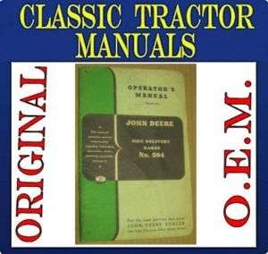ORIGINAL John Deere Model 594 Side Delivery Rakes Operators manual OEM 