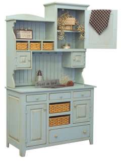 Amish Kitchen Lizzie Hutch Pantry Cupboard Wood Country Pine Primitive 