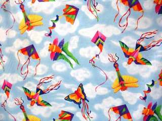 Flying Kites in the Sky Cotton Fabric 44x1yd Summer  