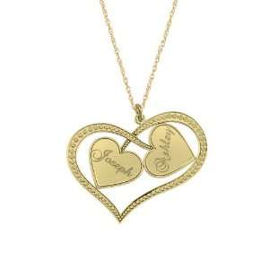  Heart Personalized Couples Name Pendant in 14K Yellow Gold Jewelry
