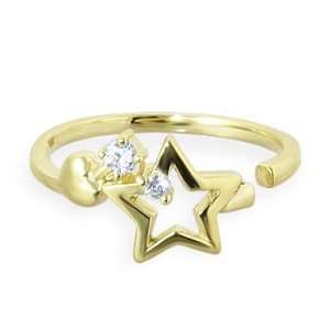  10K solid gold star toe ring with tiny gems Jewelry