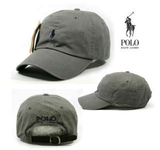 Gray Polo cap baseball tennis outdoor sports hat small Dark Blue logo 